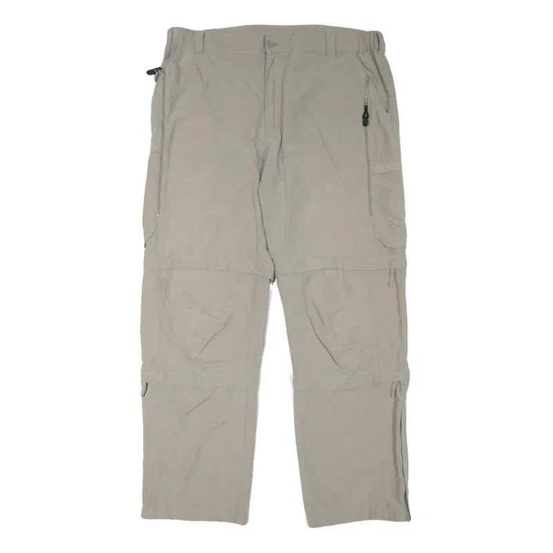 Rodeo Mens Polyester Blend Beige Relaxed Straight Trousers W37 L31 Casual Zip 1