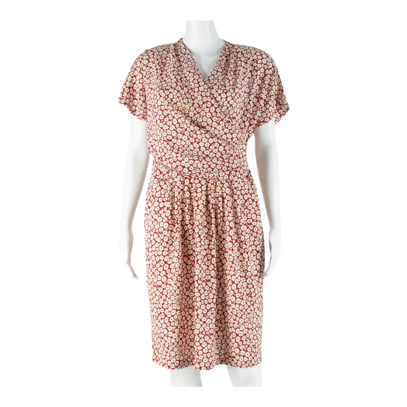Rodier Womens Day Dress Red Spotted Short Sleeve Knee Length M 1
