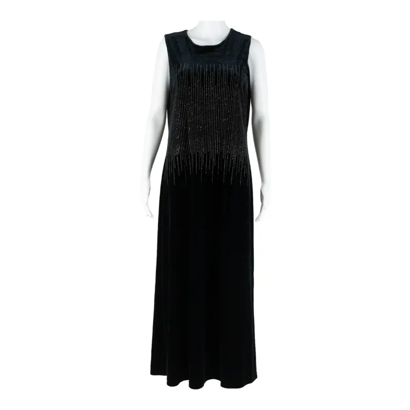 Ronni Nicole Womens Shift Dress Black Velvet Sleeveless Midi L 1
