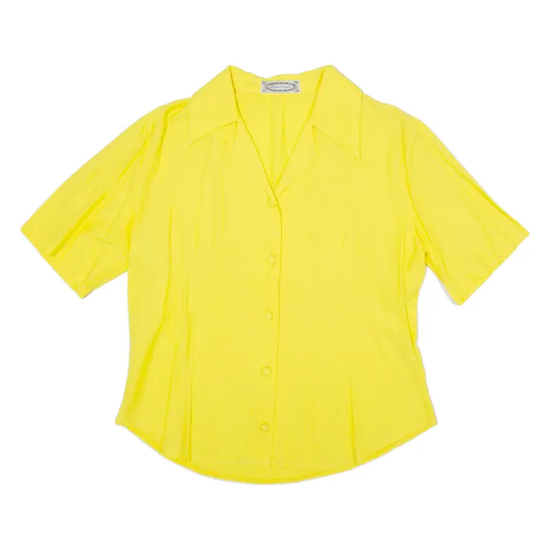 Rosa Guna Womens Shirt Blouse Yellow V-Neck M 1