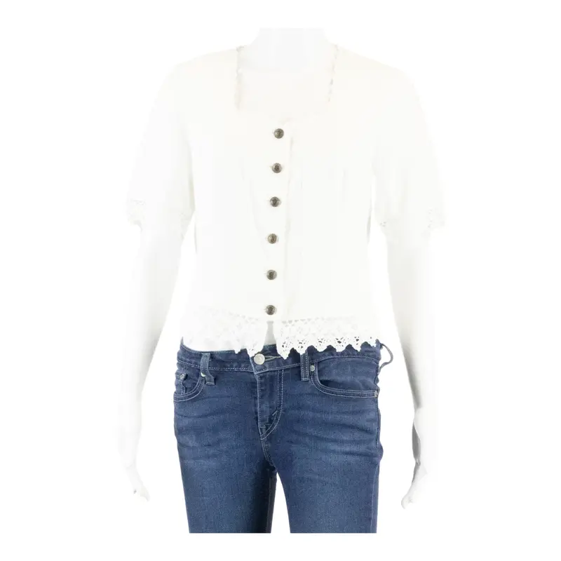 Rose Blusen Womens Cropped Shirt White S 1
