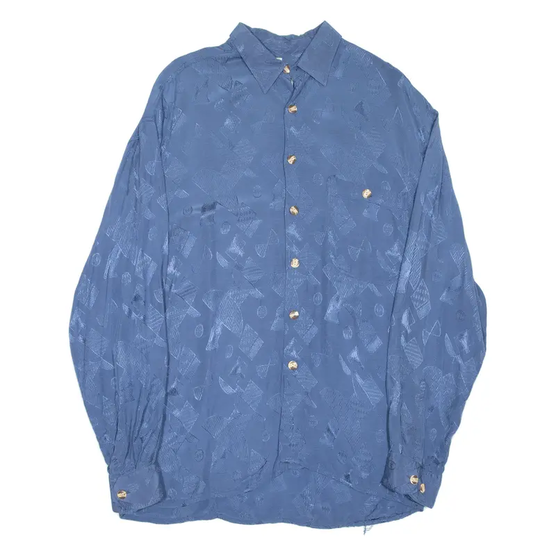 Rover & Lakes Mens Shirt Blue Crazy Pattern Long Sleeve M 1