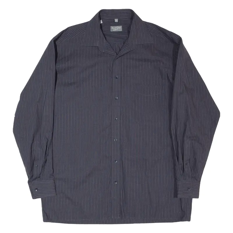 Royal Class Mens Shirt Blue Striped Long Sleeve L 1