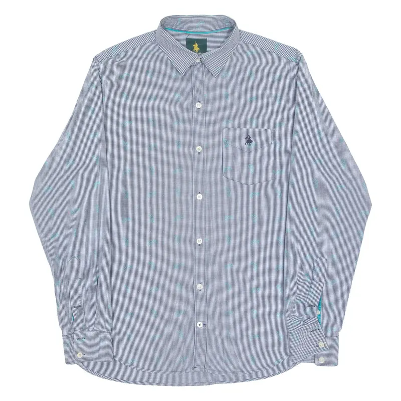 Royal County Of Berkshire Polo Club Slim Fit Paisley Mens Shirt Blue Check L 1