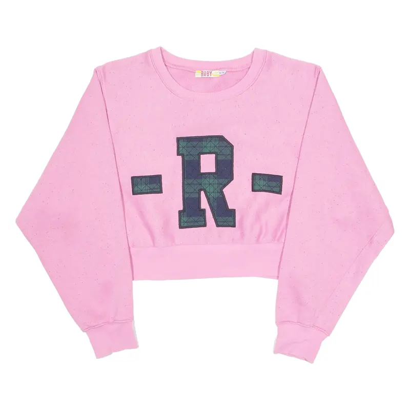 Ruby Cropped Womens Sweatshirt Pink Crew Neck M 1