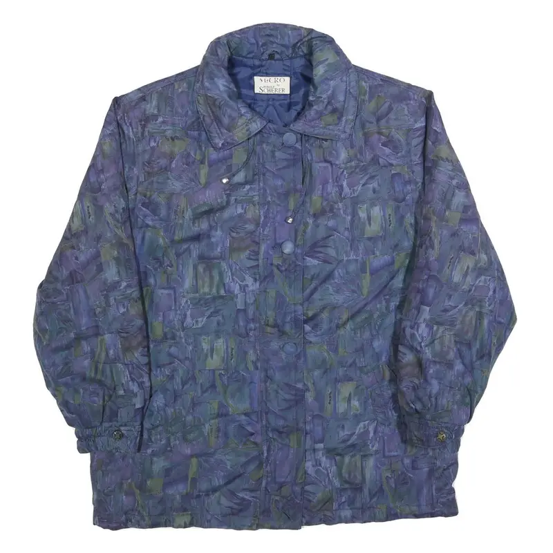 Rudolf Scherer Womens Blue Quilted Jacket L Polyester Blend Zip Casual Outerwear 1
