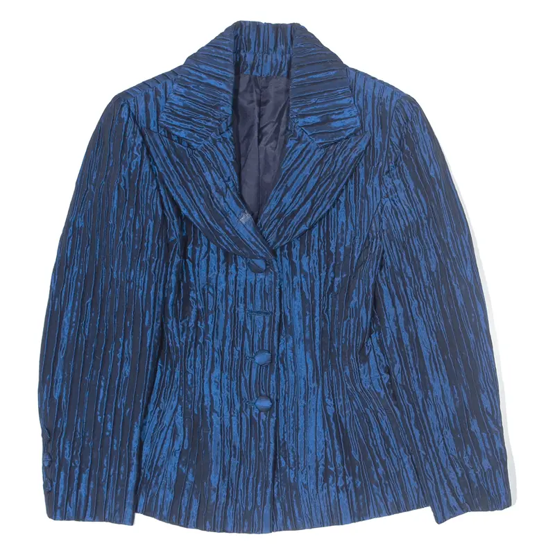 Ruffled Womens Blazer Jacket Blue S 1