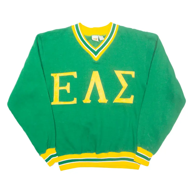 Russell Athletic Fraternity Mens Sweatshirt Green V-Neck Usa S 1
