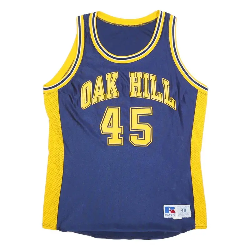 Russell Athletic Mens Blue & Yellow Oak Hill Graphic Jersey Xl Sleeveless Crew 1