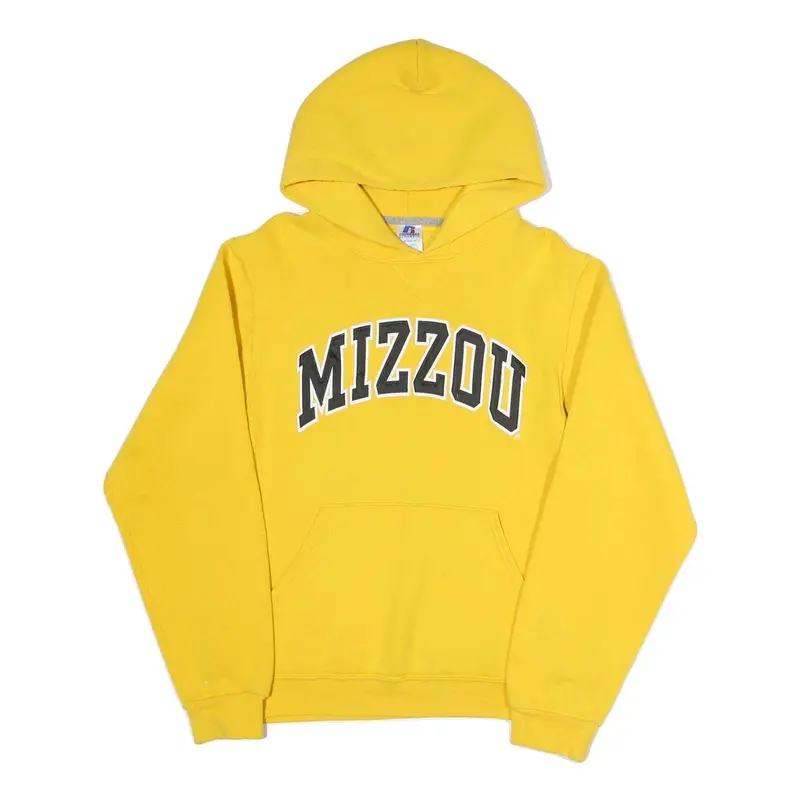 Russell Athletic Mens Yellow Mizzou Hoodie S Cotton Blend Pullover 1
