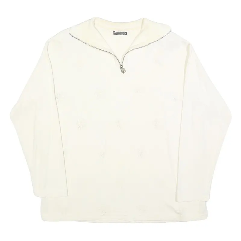 S & K Company Womens White 1/4 Zip Xl Cotton Blend Sweatshirt Pullover Casual 1