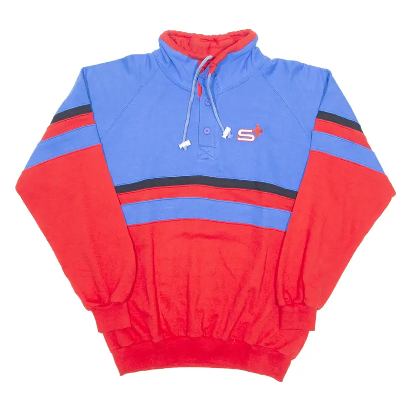 S+ Mens Sweatshirt Red Button Neck Xl 1