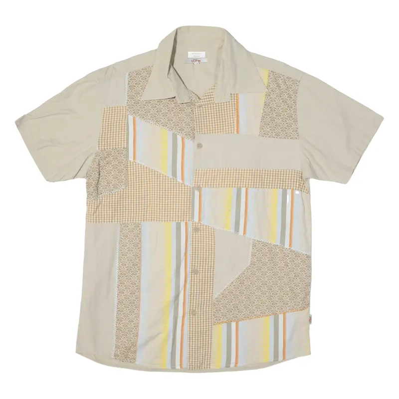 S. Oliver Mens Shirt Beige Patchwork L 1