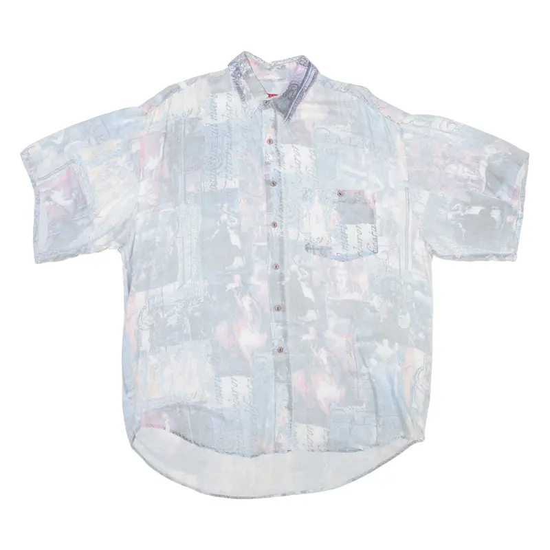 S. Oliver Mens Shirt Blue Crazy Pattern L 1