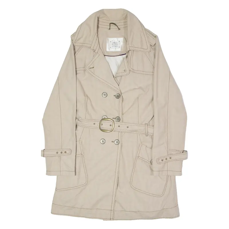 S.Oliver Womens Trench Coat Beige Houndstooth Uk 12 1