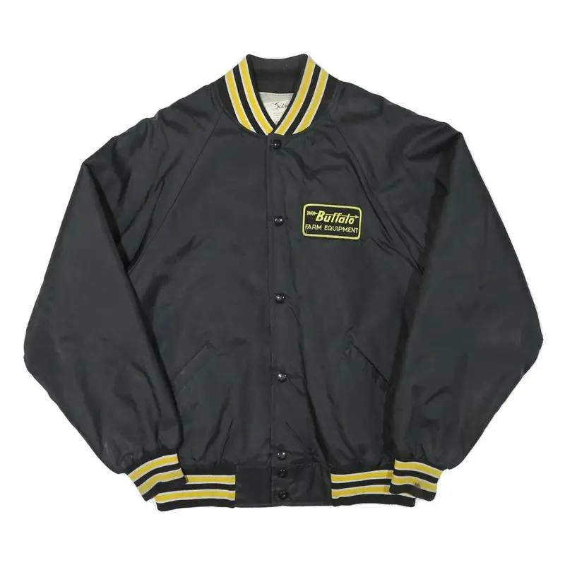 Sable Mens Black & Yellow Buffalo Farm Equipment Button Jacket L Polyester Blend 1