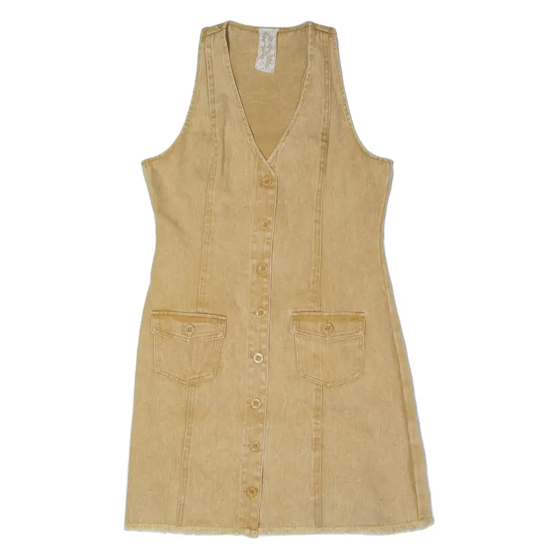 Sadie & Sage Womens Pencil Dress Beige Denim Sleeveless Knee Length M 1