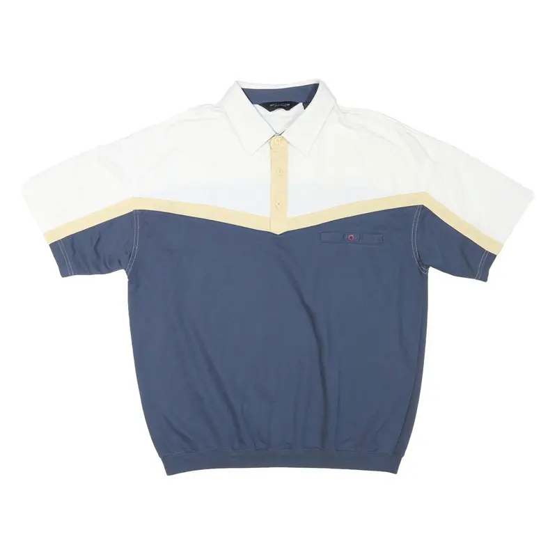 Safe Harbor Mens White & Navy Short Sleeve Colourblock 2Xl Polo Shirt Cotton 1