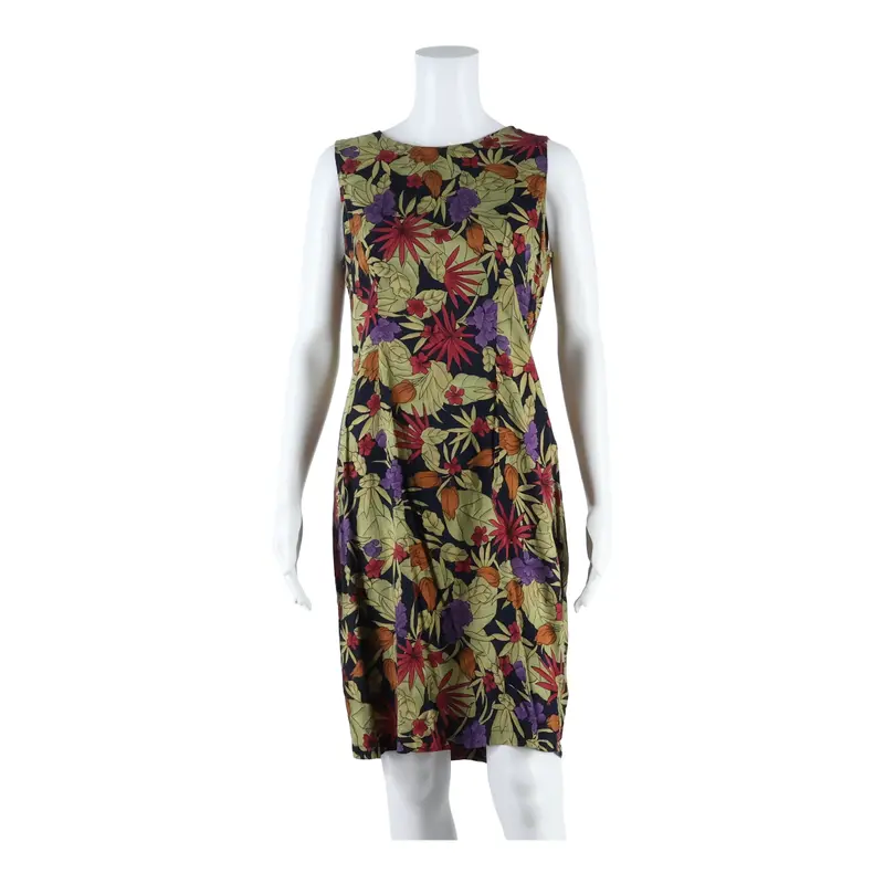 Sag Harbour Womens Shift Dress Black Floral Sleeveless Knee Length S 1