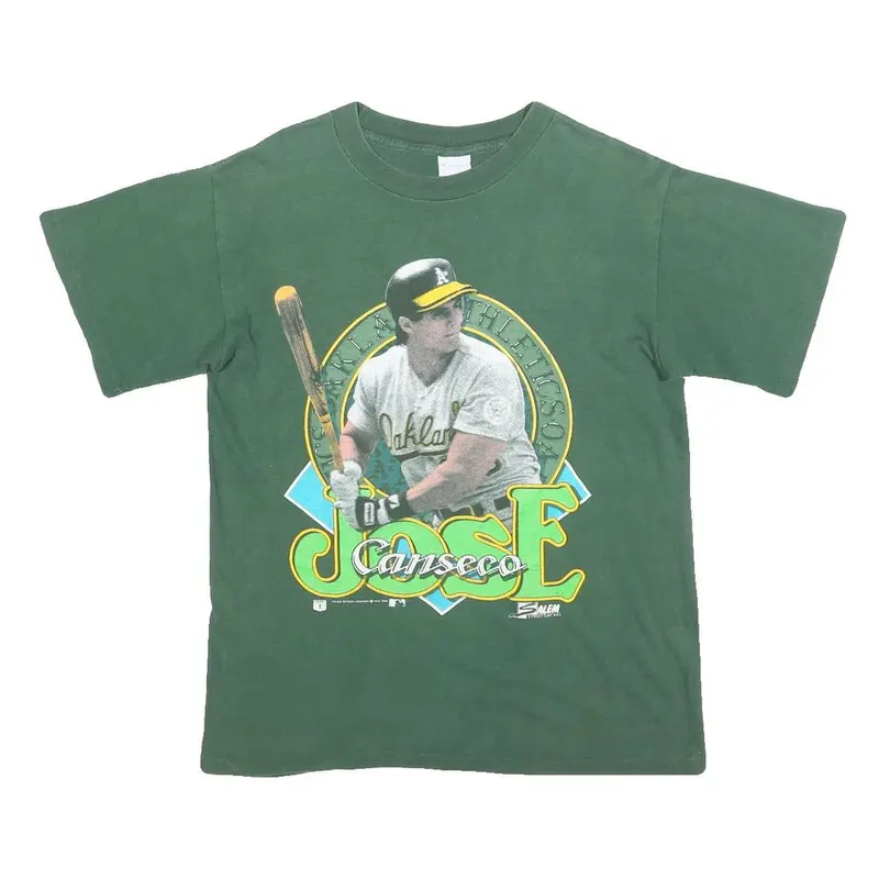 Salem Mens Green Jose Canseco Mlb 1990 Single Stitch A's T-Shirt M Short Sleeve 1