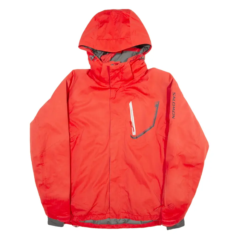 Salomon Insulated Mens Parka Jacket Red Hooded S 1