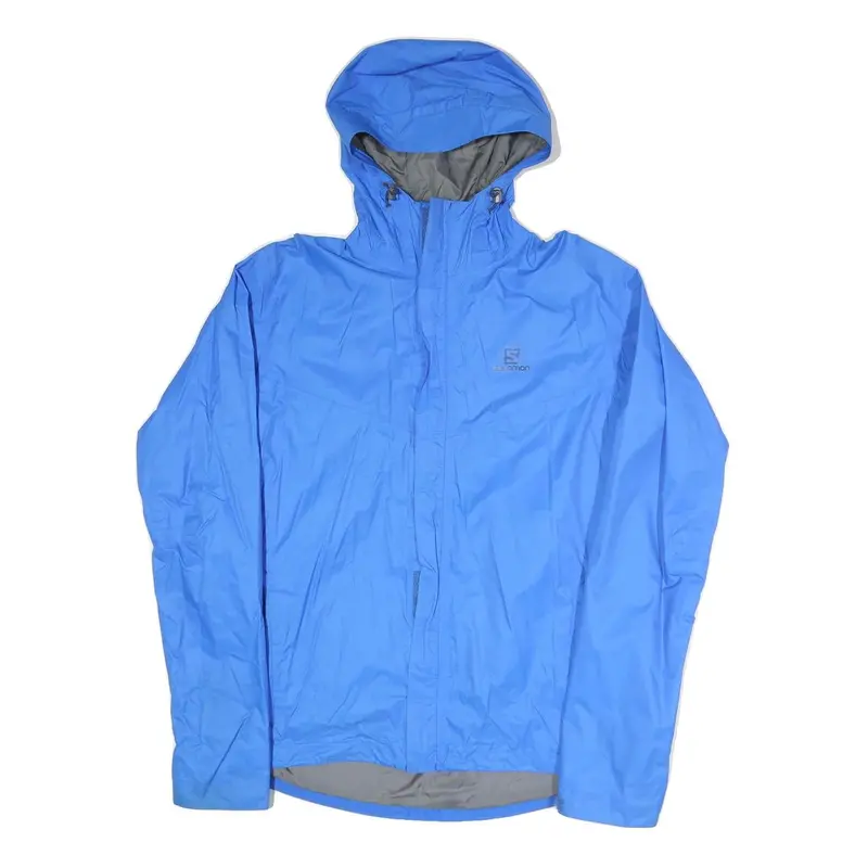 Salomon Mens Blue Outdoor Jacket L Polyester Blend Plain Zip Hooded 1