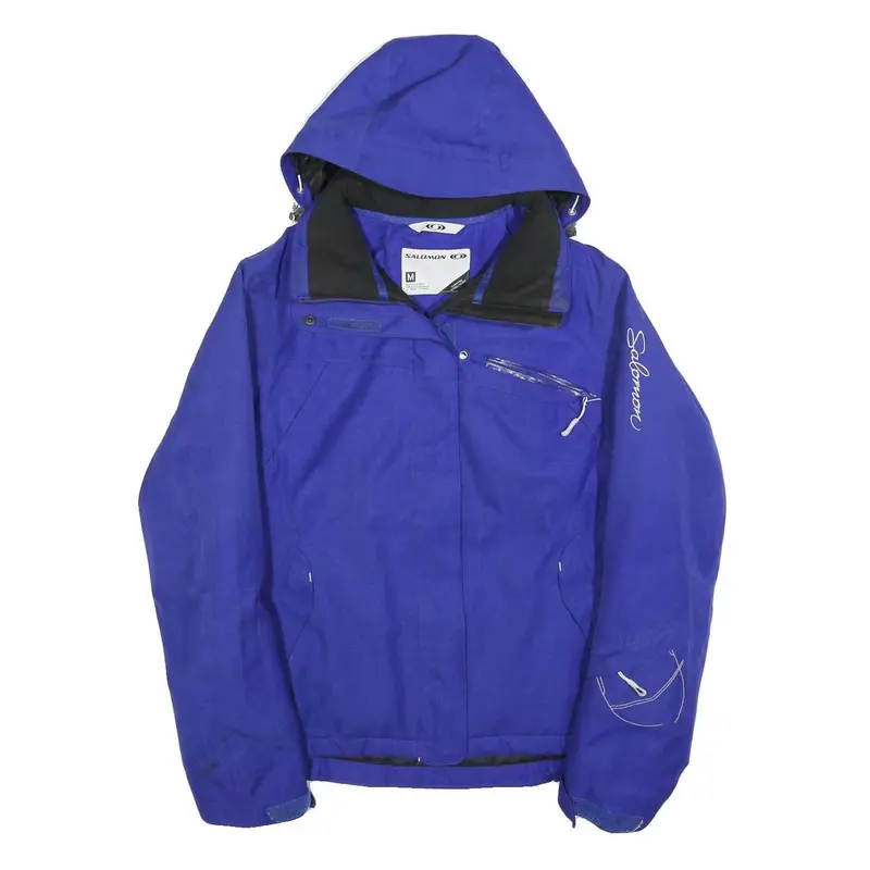 Salomon Womens Blue Outdoor Jacket M Polyester Zip Hooded Plain Sportswear 1