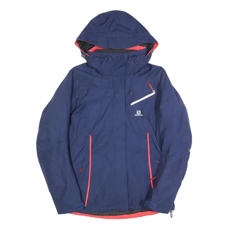 Salomon Womens Blue Synthetic Jacket S Zip Hooded Outdoor Synthetic Sportswear 1