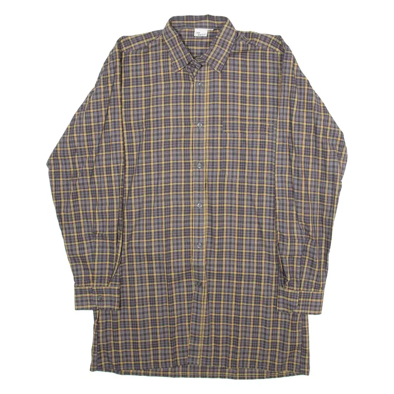 San Marco Mens Shirt Grey Plaid Long Sleeve S 1