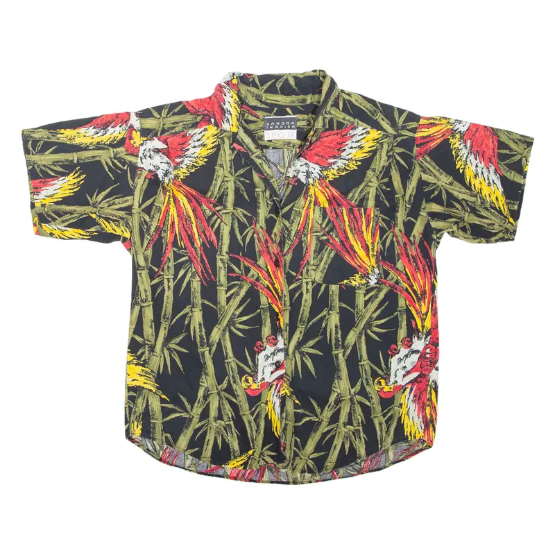 Sandra Ingrish Bamboo Mens Hawaiian Shirt Black Crazy Pattern S 1
