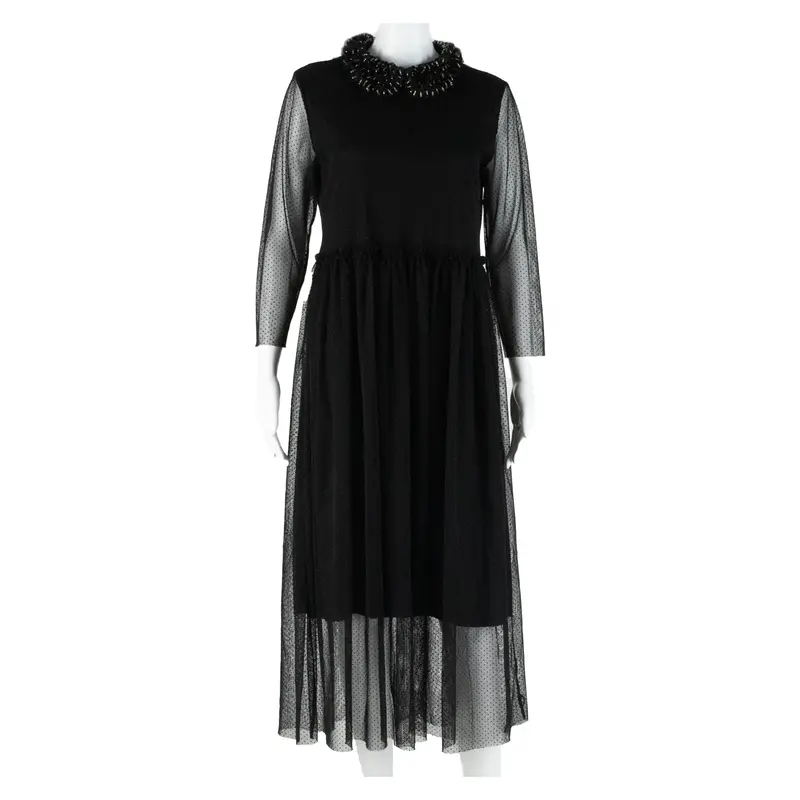 Sandro Ferrone Womens Day Dress Black Long Sleeve Midi L 1