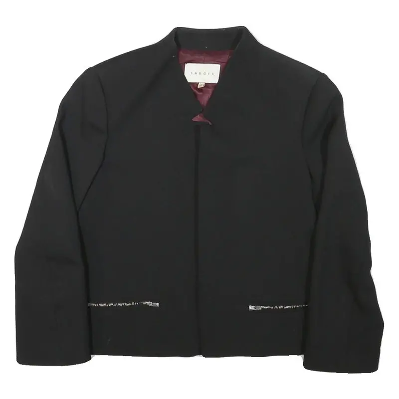 Sandro Womens Black Tailored Jacket Xs Polyester Blend Plain Classic 1