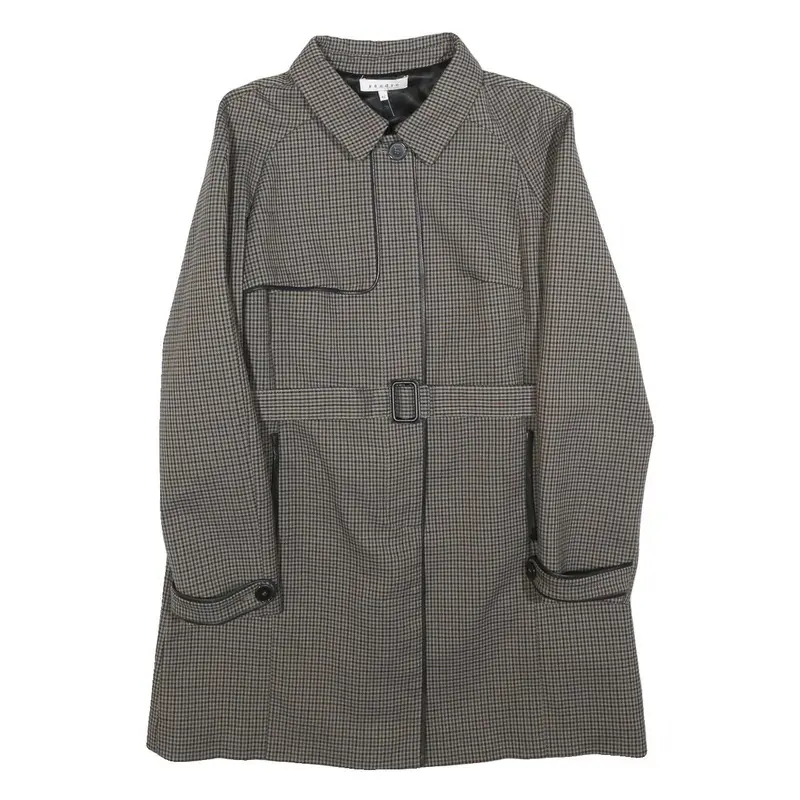 Sandro Womens Grey Check Jacket S Polyester Blend Button Closure Stylish 1