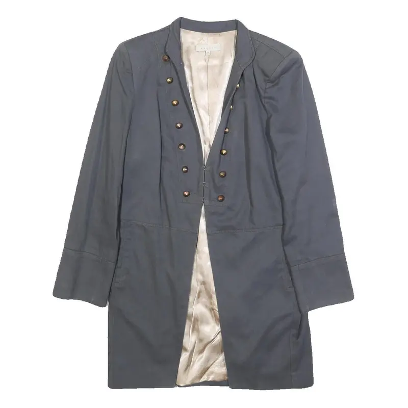 Sandro Womens Grey Cotton Military Jacket S Woven Button Detail Stylish 1