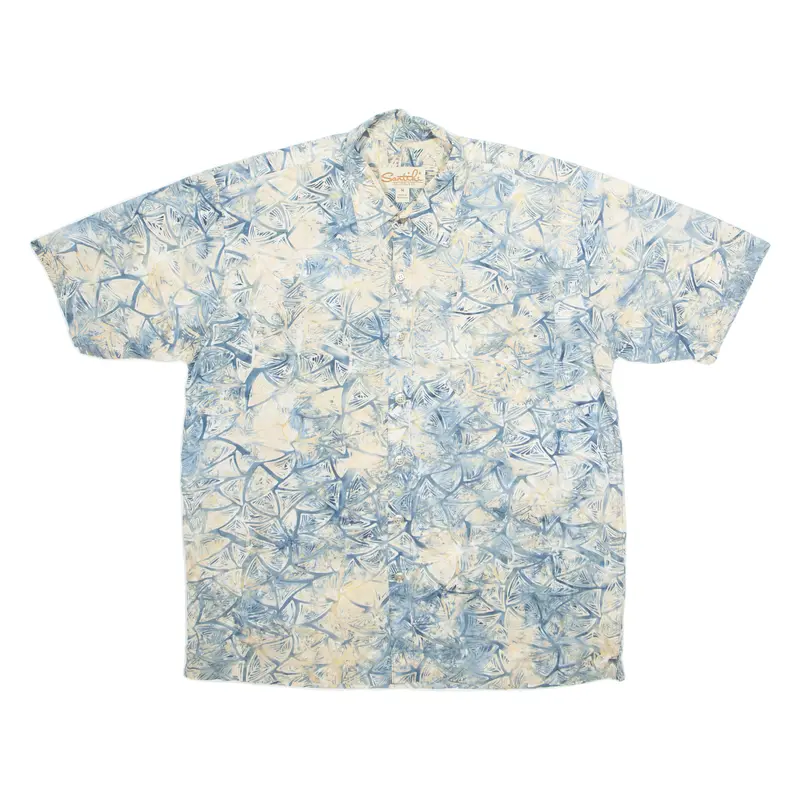 Santicks Mens Shirt Blue Crazy Pattern M 1