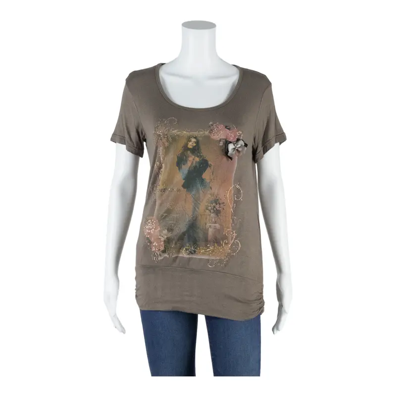Sarah Choice Stretch Womens Top Brown M 1