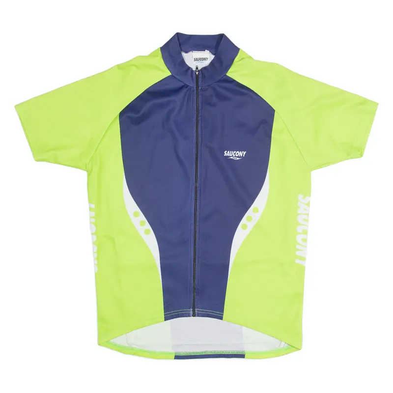 Saucony Cycling Zip Up Mens Jersey Green High Neck L 1