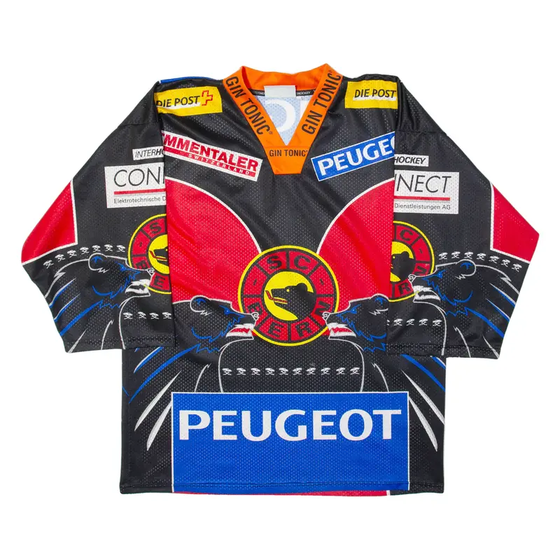 Sc Bern Hockey Mens Jersey Black 3/4 Sleeve Usa V-Neck M 1