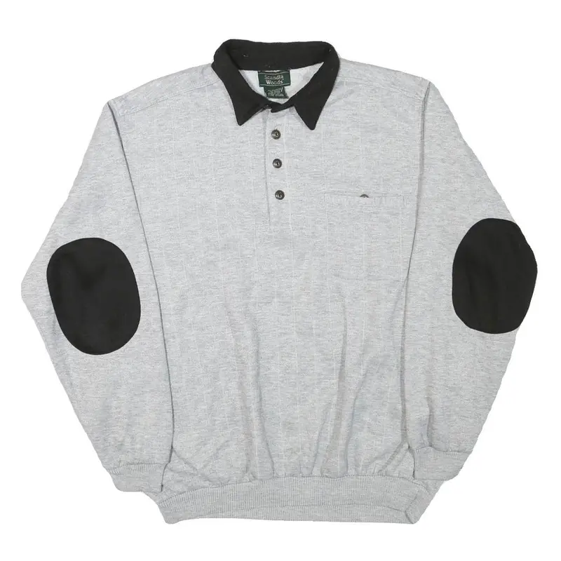 Scandia Woods Mens Grey & Black Collar L Cotton Blend Sweatshirt Pullover 1