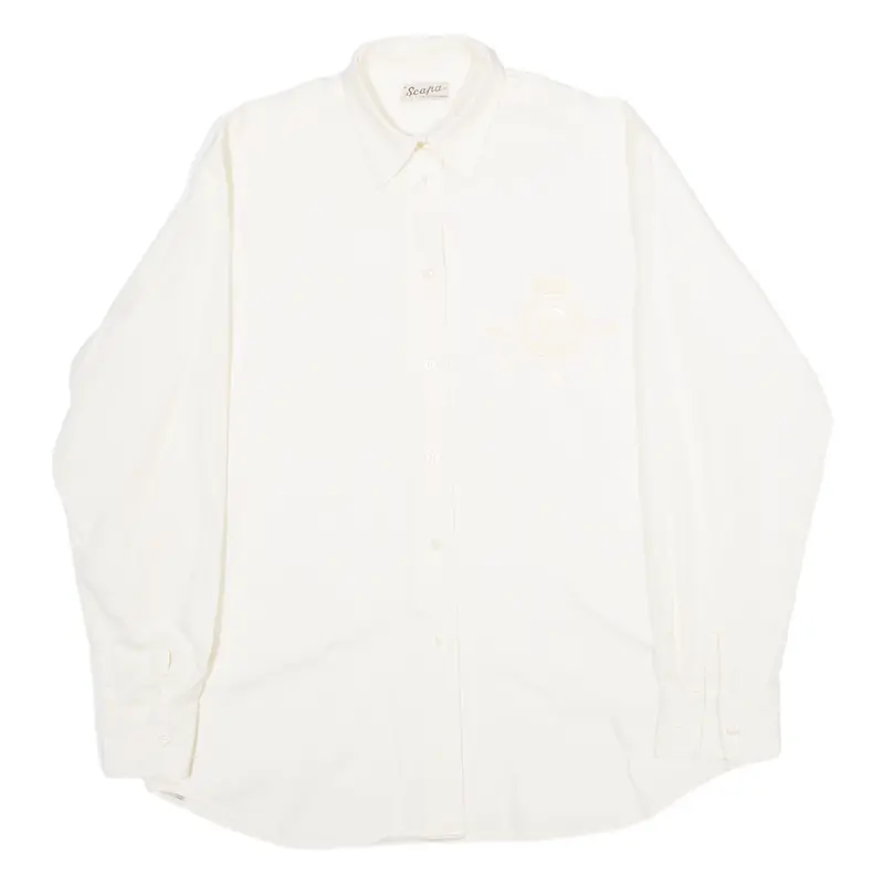 Scara Of Scotland Mens Plain Shirt Yellow Long Sleeve L 1