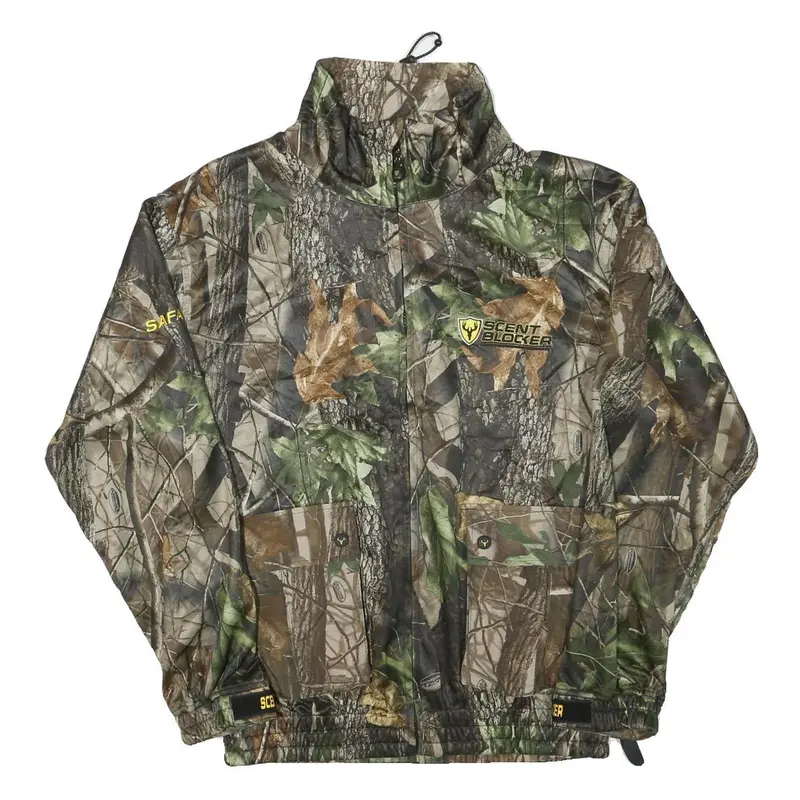 Scent Blocker Mens Green & Brown Camouflage Outdoor Zip Nylon Jacket M 1