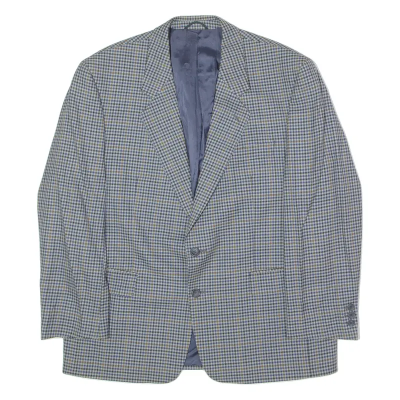 Schild Mens Blazer Jacket Blue Wool 90S Check L 1