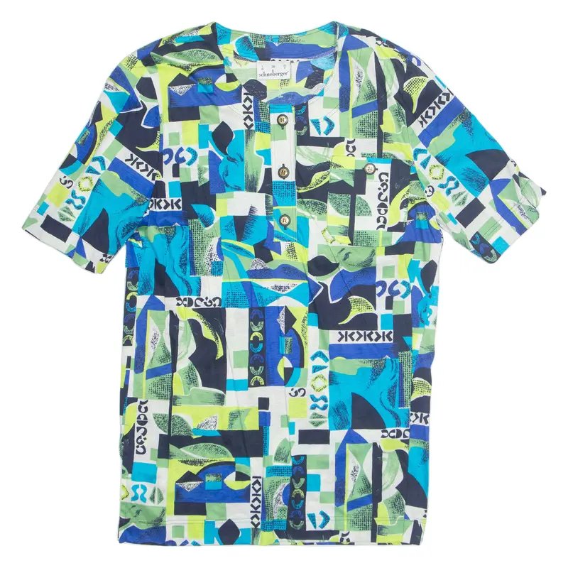 Schneberger Womens Oversized Top Blue Crazy Pattern M 1