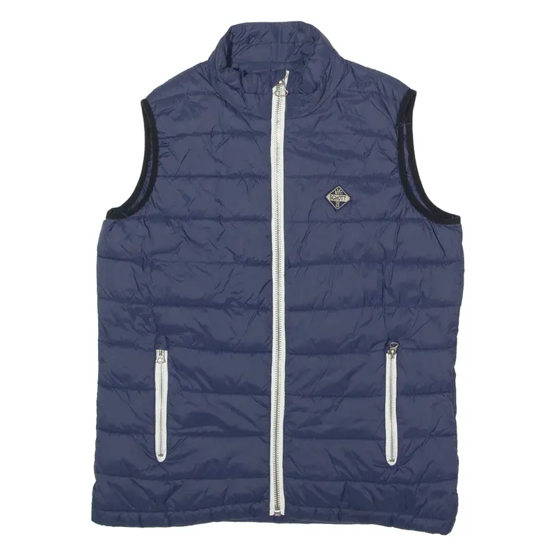 Schott Mens Quilted Gilet Blue Nylon S 1