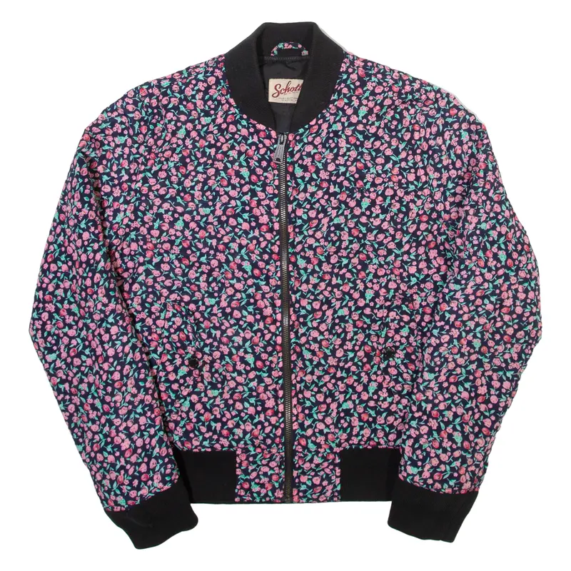 Schott Womens Bomber Jacket Black Floral M 1