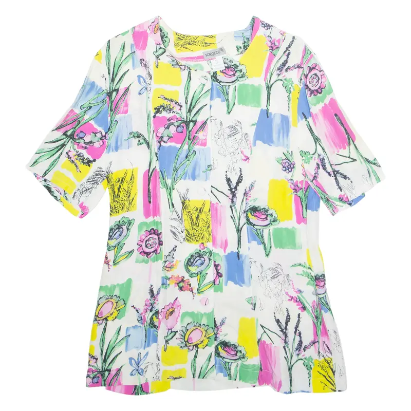 Scirocco Womens Printed Shirt White Viscose Floral L 1
