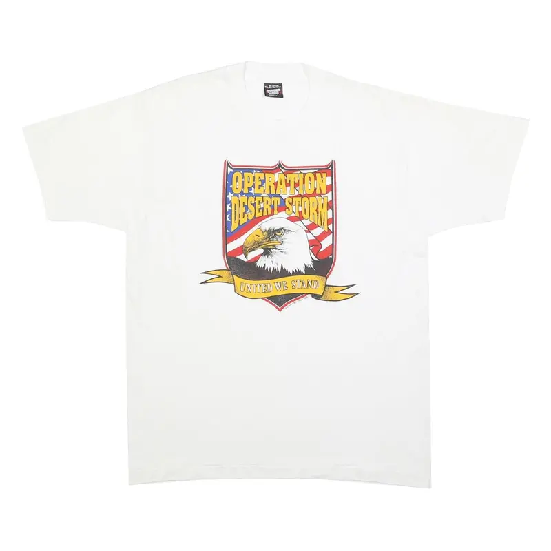 Screen Stars Best Mens White Operation Desert Storm Graphic T-Shirt Xl Short 1