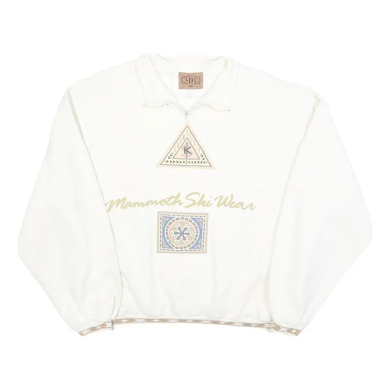 Sdi Womens White Ski Wear Collar Xl Cotton Blend Pullover Sweatshirt Ski Style 1