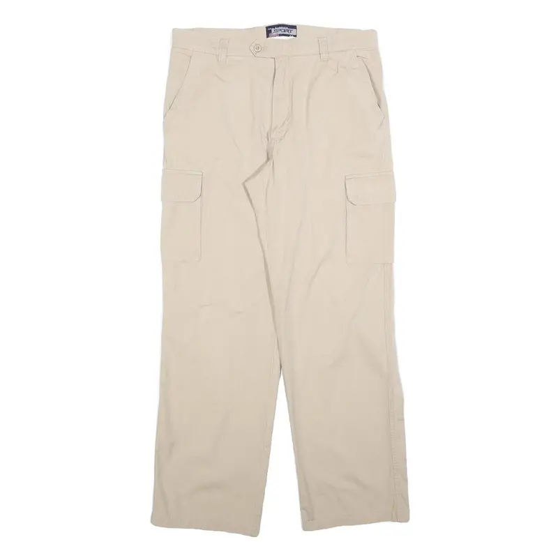 Sea Barrier Womens Cotton Blend Beige Relaxed Straight Trousers W34 L30 Pocket 1