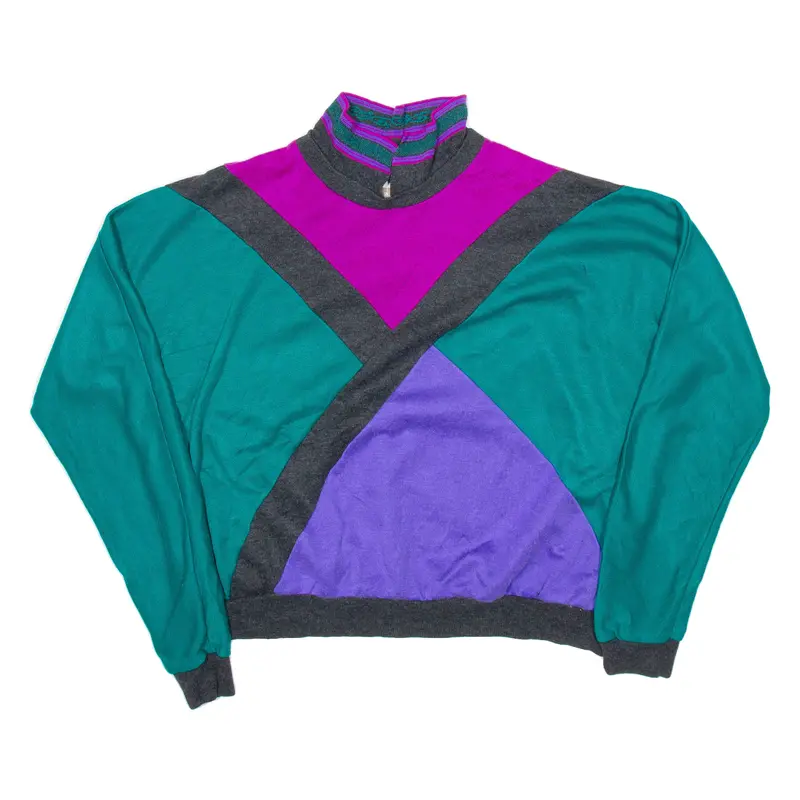 Season Ticket Colourblock Womens Sweatshirt Green Collared Xl 1